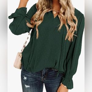 SOLD V Neck Long Sleeve Chiffon Blouse